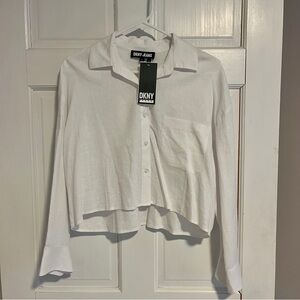 NWT DKNY cropped button down